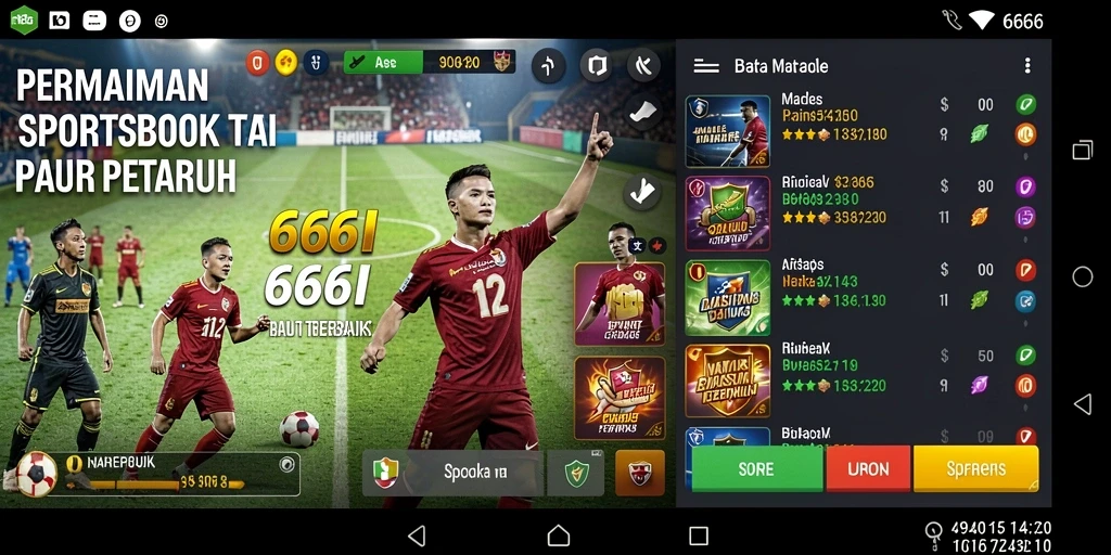 Screenshot gameplay 666I yang menunjukkan taruhan olahraga.