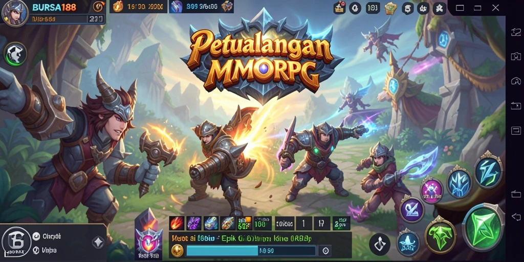 Tangkapan layar BURSA188 menampilkan aksi pertarungan seru dalam gameplay MMORPG.