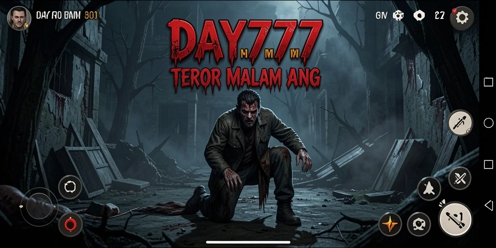 Tampilan gameplay <strong>DAY777</strong> dengan suasana horor yang mencekam dan menegangkan.