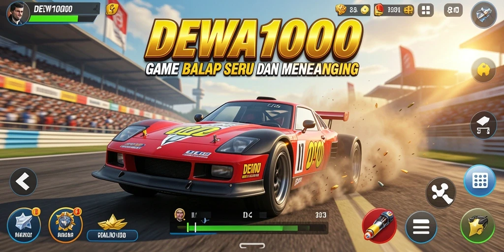 Tampilan gameplay DEWA1000 dengan balapan yang mendebarkan.