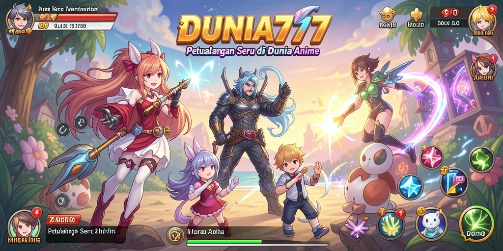 Screenshot DUNIA777 menampilkan aksi seru para karakter anime.