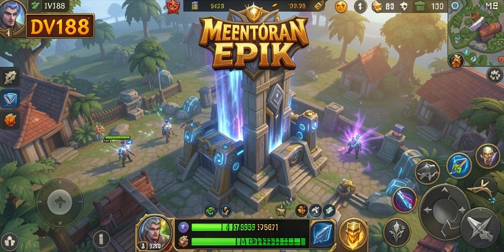 Screenshot gameplay DV188 yang menunjukkan aksi menara pertahanan yang mendebarkan.