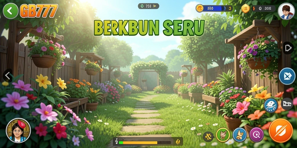 Gameplay GB777 menampilkan ladang yang subur dengan berbagai tanaman.