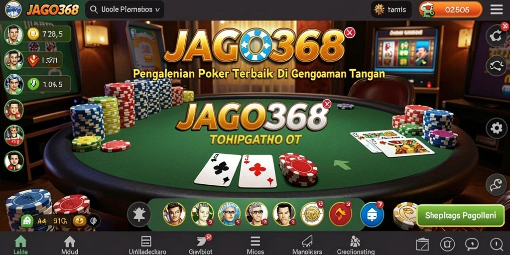 Screenshot utama JAGO368 menampilkan gameplay Poker yang mendebarkan.
