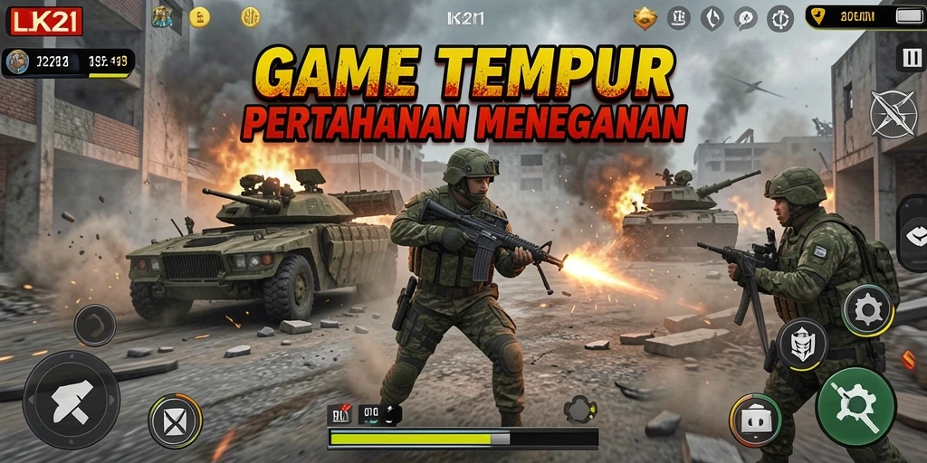 Screenshot menunjukkan aksi mendebarkan dalam game TPS LK21.