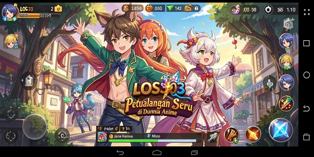 Tangkapan layar menunjukkan pertempuran seru dalam game Anime.