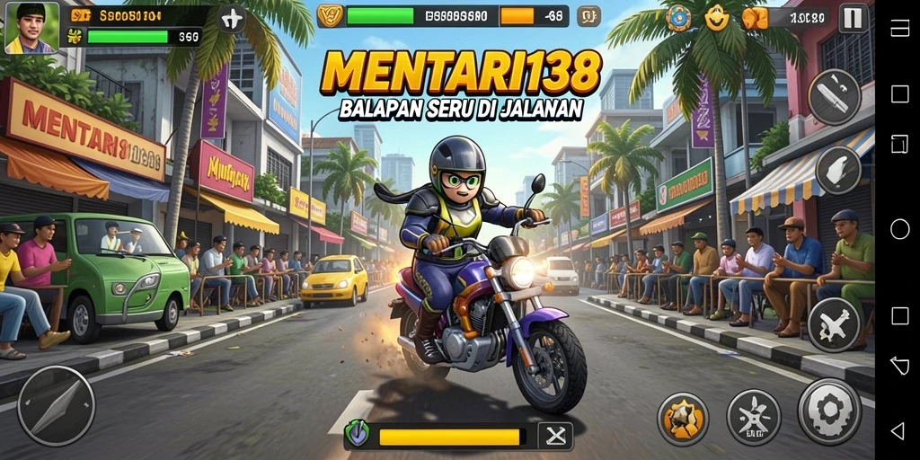 Screenshot gameplay MENTARI138 menampilkan balapan yang seru dan intens.