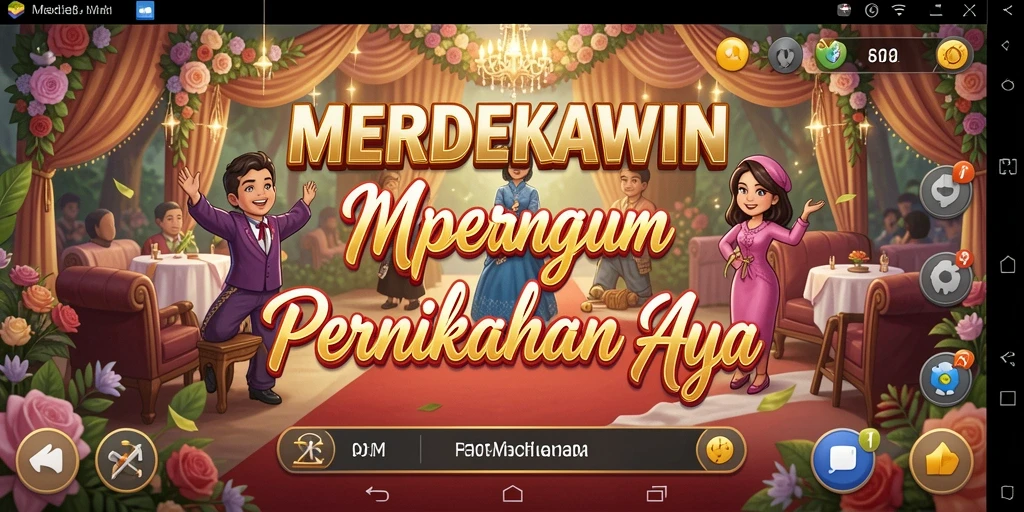 Screenshot gameplay menunjukkan pengaturan pernikahan yang menakjubkan.