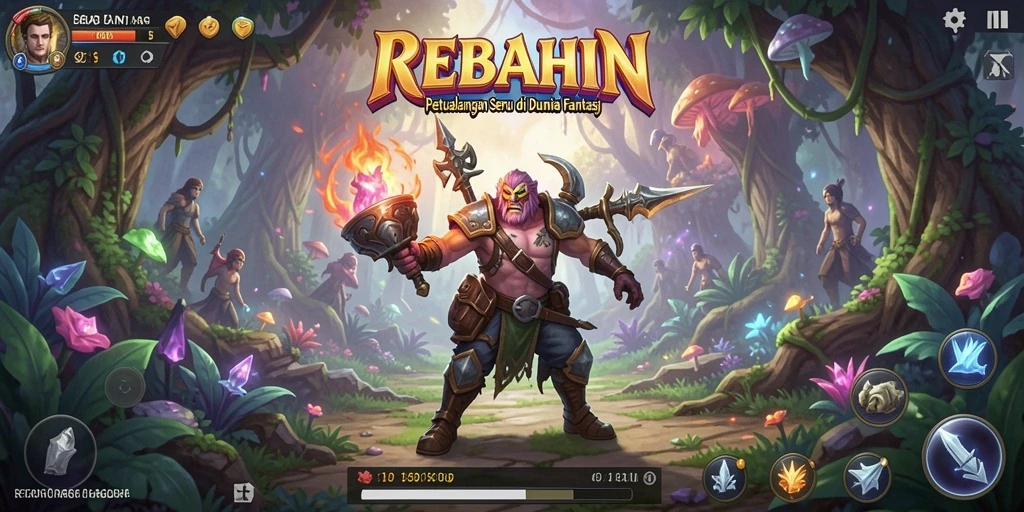 Tampilan gameplay seru dalam REBAHIN dengan pertempuran epik.