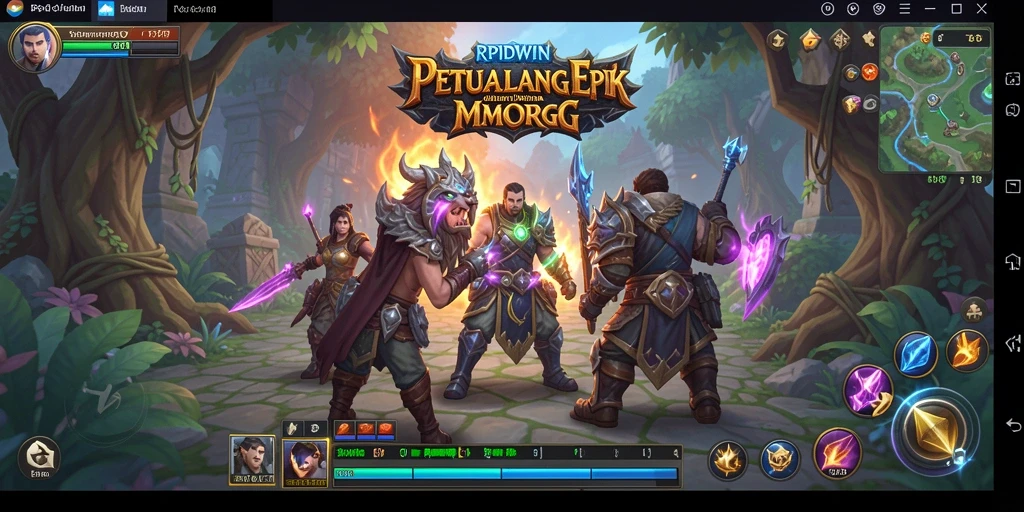 Tampilan screenshot RPIDWIN yang menunjukkan aksi pertarungan di dunia MMORPG.