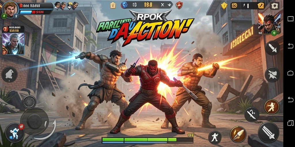 Tangkapan layar RPOK menampilkan aksi seru dan pertarungan yang mendebarkan.