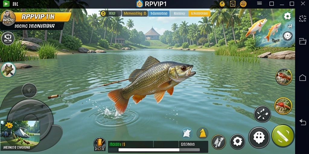 Gameplay RPVIP1 dengan suasana memancing yang memukau.