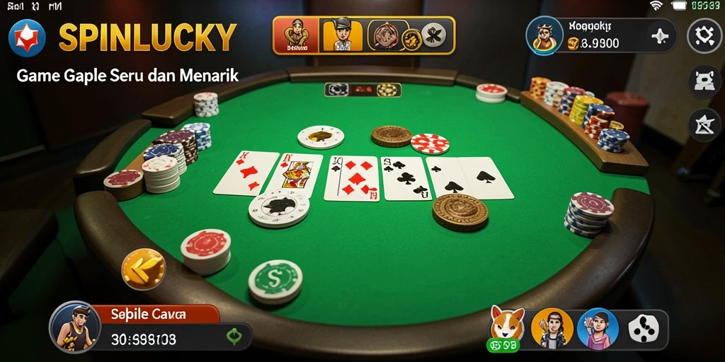 Gameplay seru SPINLUCKY saat bermain Gaple dengan teman.