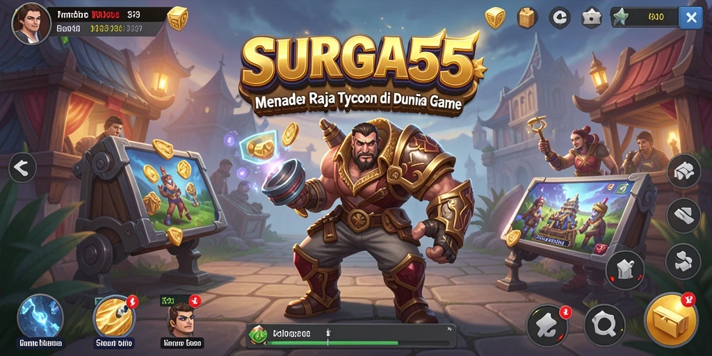 Screenshot gameplay SURGA55 menampilkan aksi bisnis yang dinamis.
